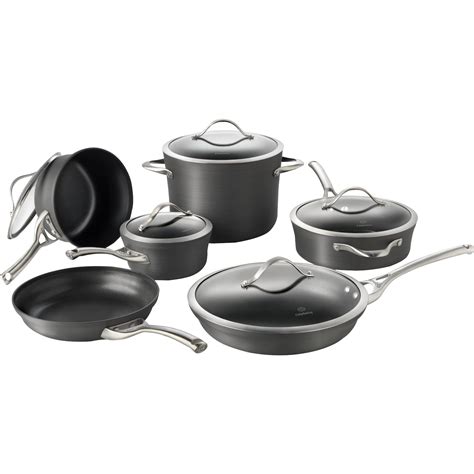 Oven-safe up to 450 degrees F and dishwasher-safe. . Calphalon 11 piece set